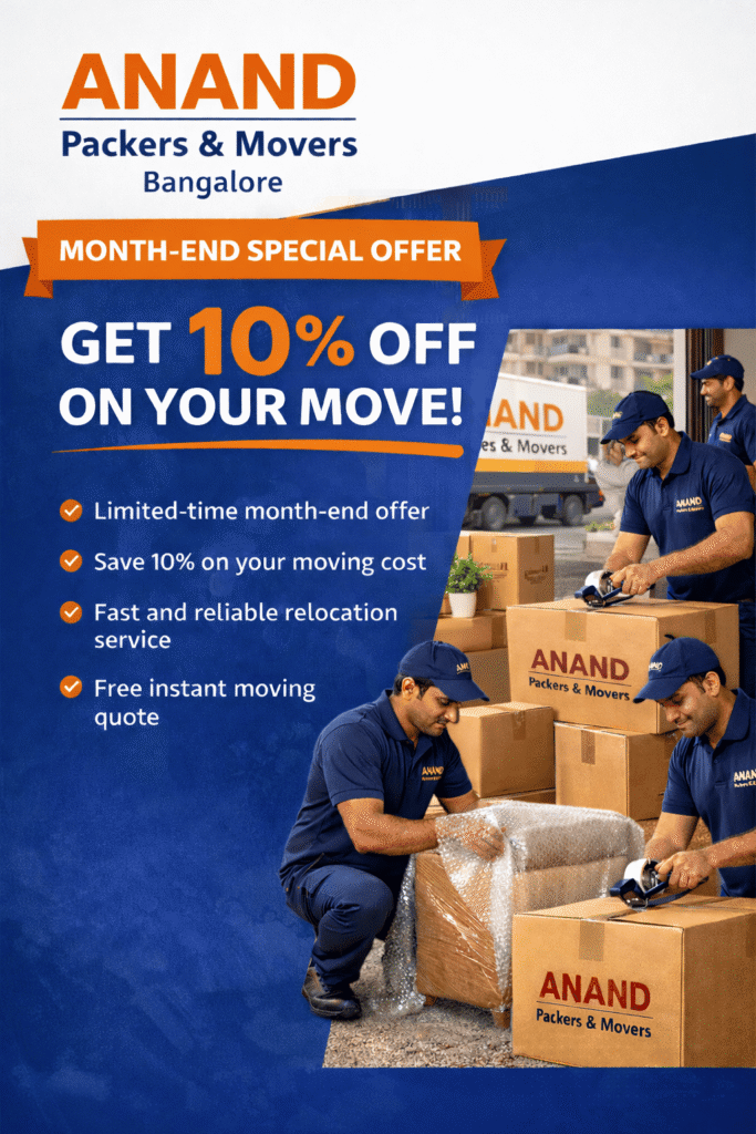 Save 10% on Packers and Movers Services in Bangalore